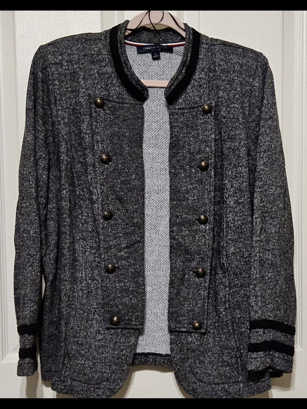 Tommy Hilfiger Marled Military Band Jacket Gray 1X
